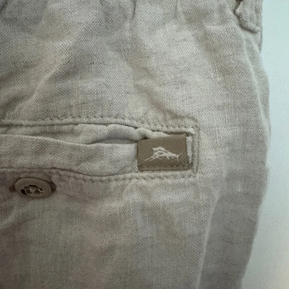 Tommy Bahama Pants Mens Small Beige 100% Linen Drawstring Elastic Waist Cabana